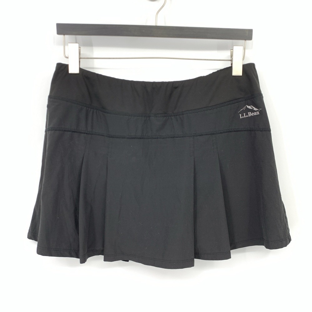 LL Bean Women Size Large Skort Mini Skirt Shorts Liner Black Pull On Tennis